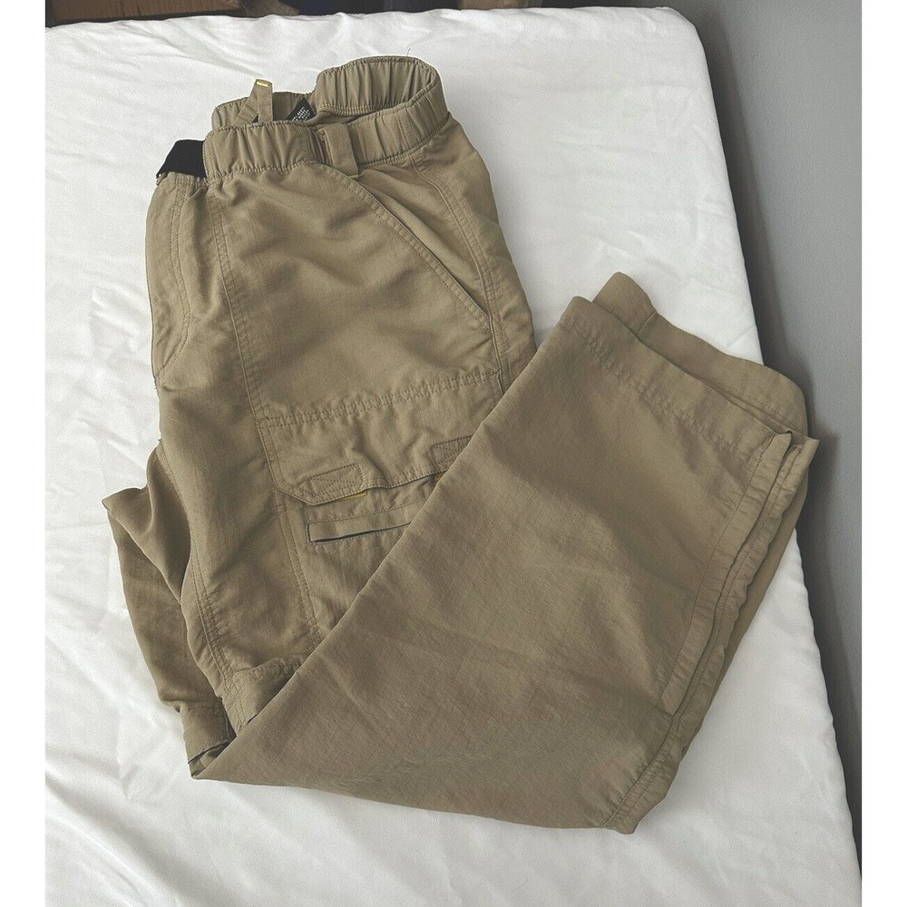 Eddie Bauer Mens 32X30 Khaki Convertible Tech Pants Zip Off Shorts Hiking trek